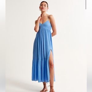 A&F Crinkle Textured Ruched Maxi Dress